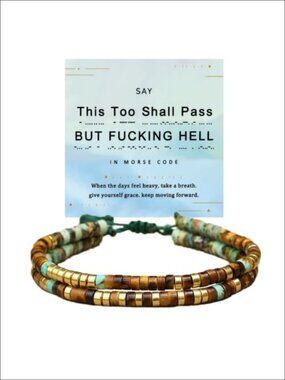Morse Code Bracelet Natural Gemstone Adjustable Wrap Gift Box
